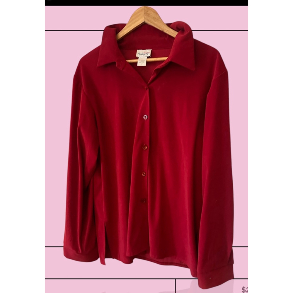 Philosophy Red Button Down Shirt Women's Small